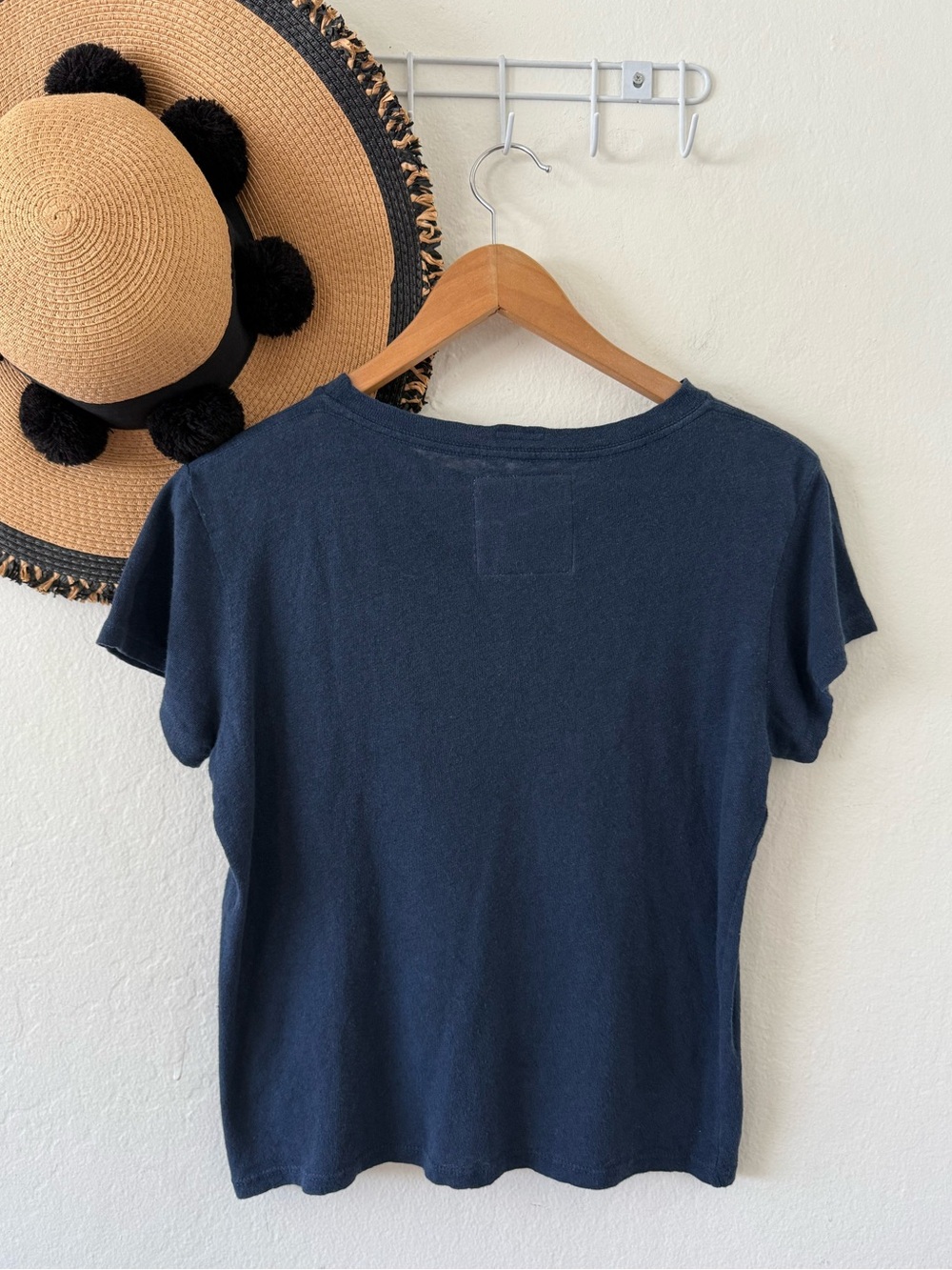 MOTHER SUPERIOR Sinful Tee Navy Blue Linen Cotton Short Sleeve Graphic Tee Small - Picture 7 of 16